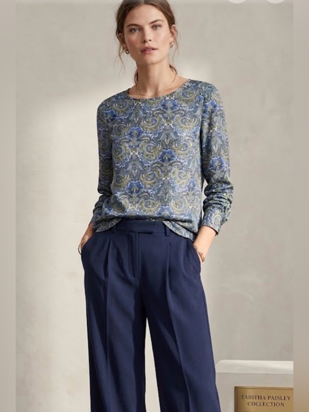 J Crew Tabitha Peacock Paisley Silk Long Sleeve Blouse Size 10
